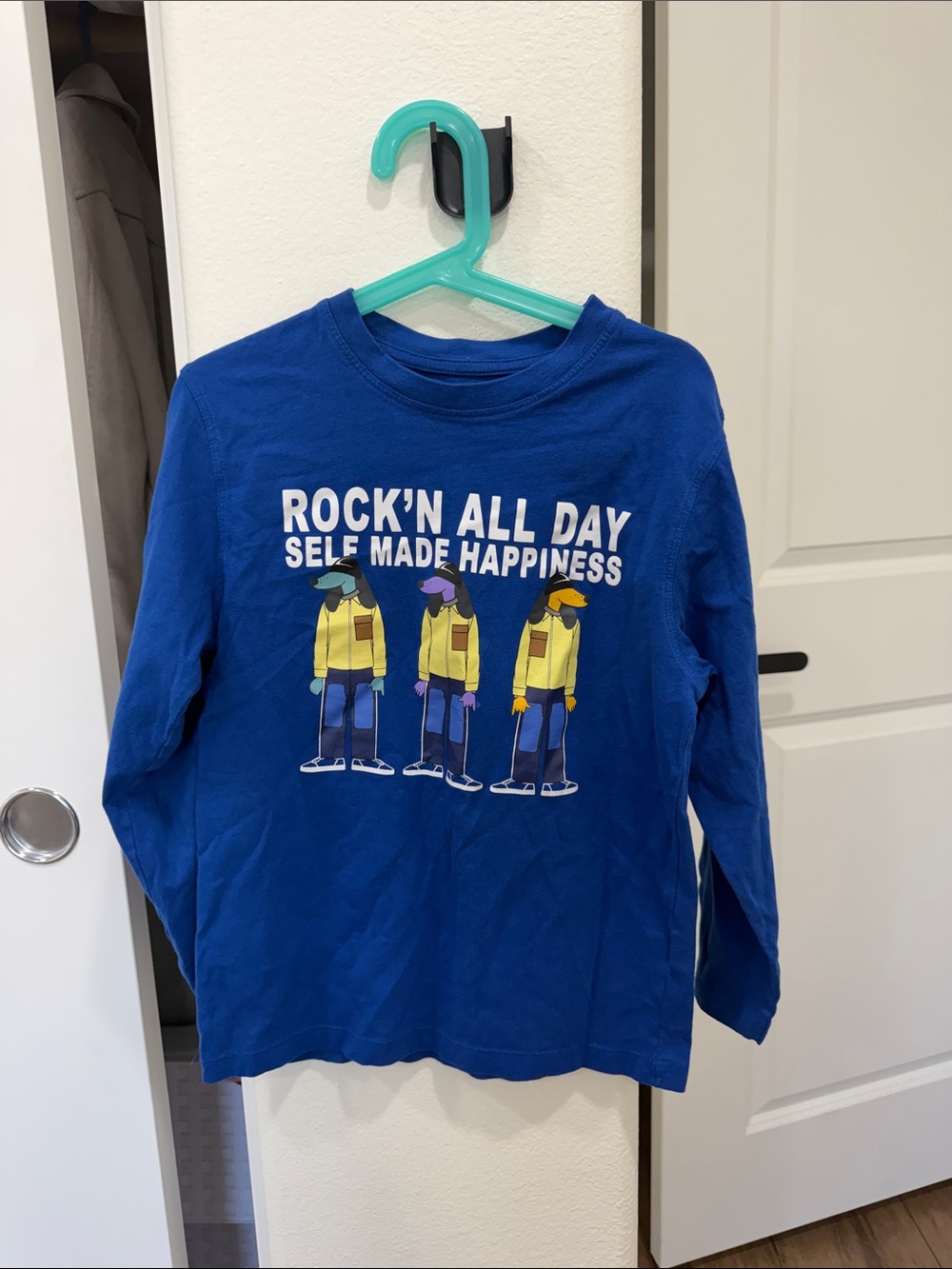 Zara Boys' Blue 'Rock'n All Day' Graphic Long-Sleeve Shirt